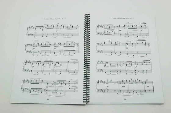 280*215mm Paperback YO Wire 80g paper Piano Music Score Book Printing Service