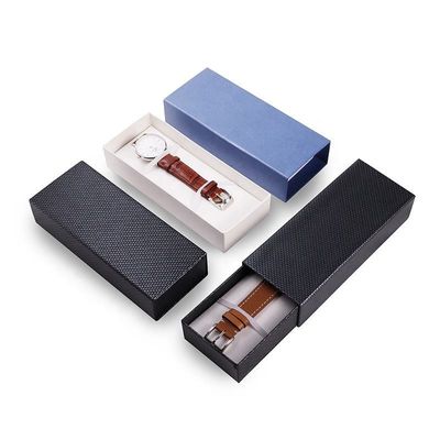 Rigid Cardboard Watch Box Gift Packaging Strap Shape Watch Box With Drawer