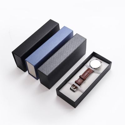 Rigid Cardboard Watch Box Gift Packaging Strap Shape Watch Box With Drawer