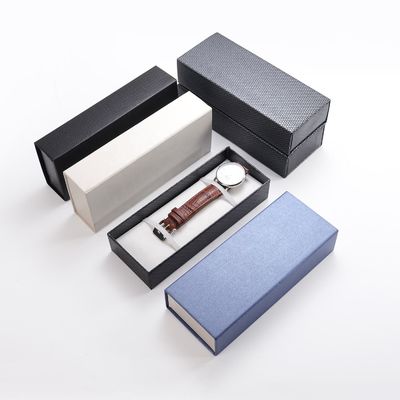 Rigid Cardboard Watch Box Gift Packaging Strap Shape Watch Box With Drawer