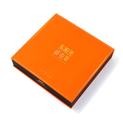 Custom Printing Gold Foil Orange Black Beauty Makeup Folding Magnetic Gift Box With Tray