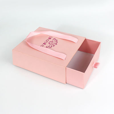 Customized Jewelry Box Pink Earrings Ring Drawer Gift Paper Box with Handle