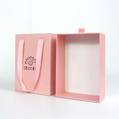 Customized Jewelry Box Pink Earrings Ring Drawer Gift Paper Box with Handle