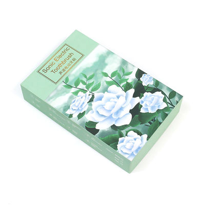 Electric Toothbrush Cardboard Paper Lid And Base Box Varnishing Custom Flower Pattern
