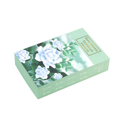 Electric Toothbrush Cardboard Paper Lid And Base Box Varnishing Custom Flower Pattern