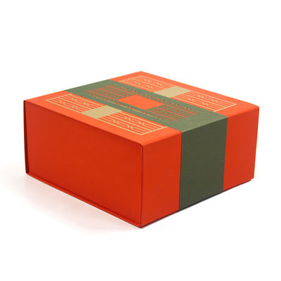 Recycled Orange Folding Magnetic Gift Box Customize Logo Color Printing Wholesale