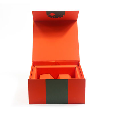 Recycled Orange Folding Magnetic Gift Box Customize Logo Color Printing Wholesale