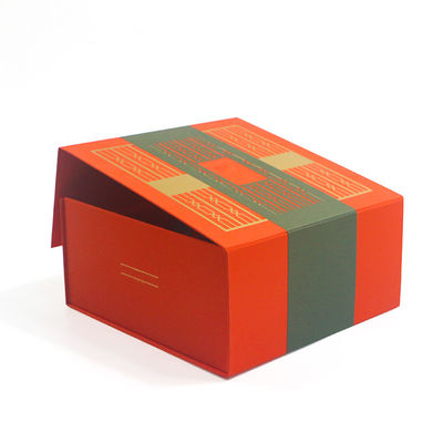 Recycled Orange Folding Magnetic Gift Box Customize Logo Color Printing Wholesale