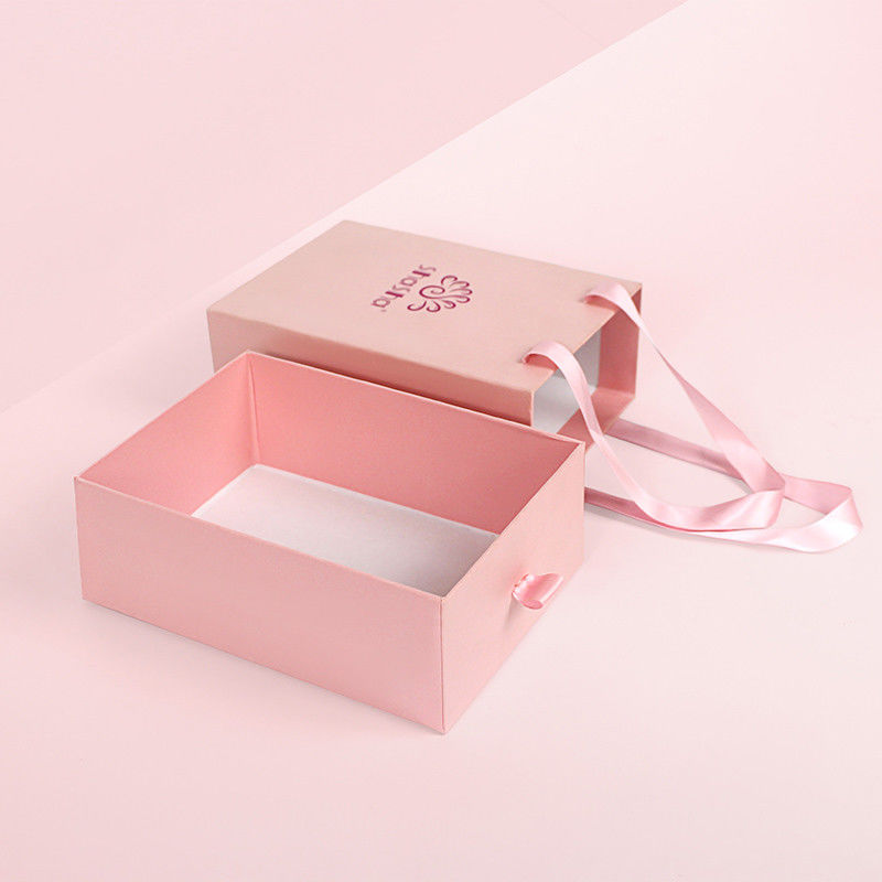 Customized Jewelry Box Pink Earrings Ring Drawer Gift Paper Box with Handle