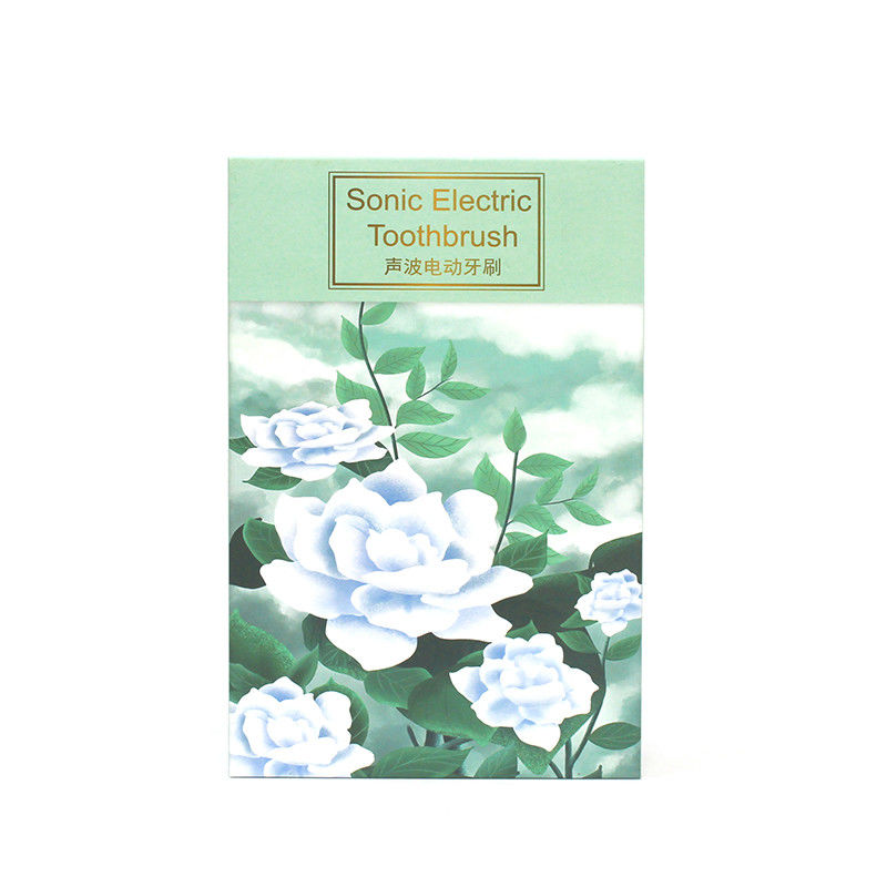 Electric Toothbrush Cardboard Paper Lid And Base Box Varnishing Custom Flower Pattern